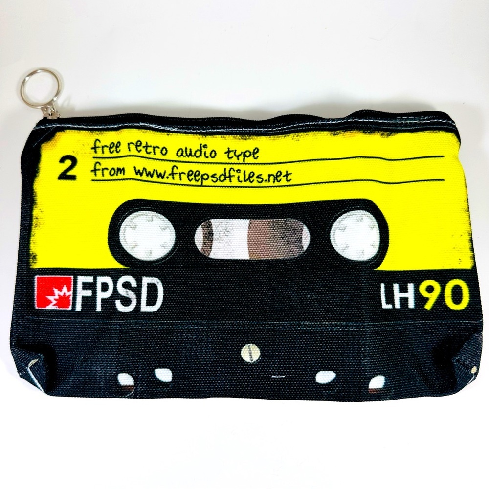 Super cool Old School Cassette tape zipper pouch, makeup, school supplies etc
